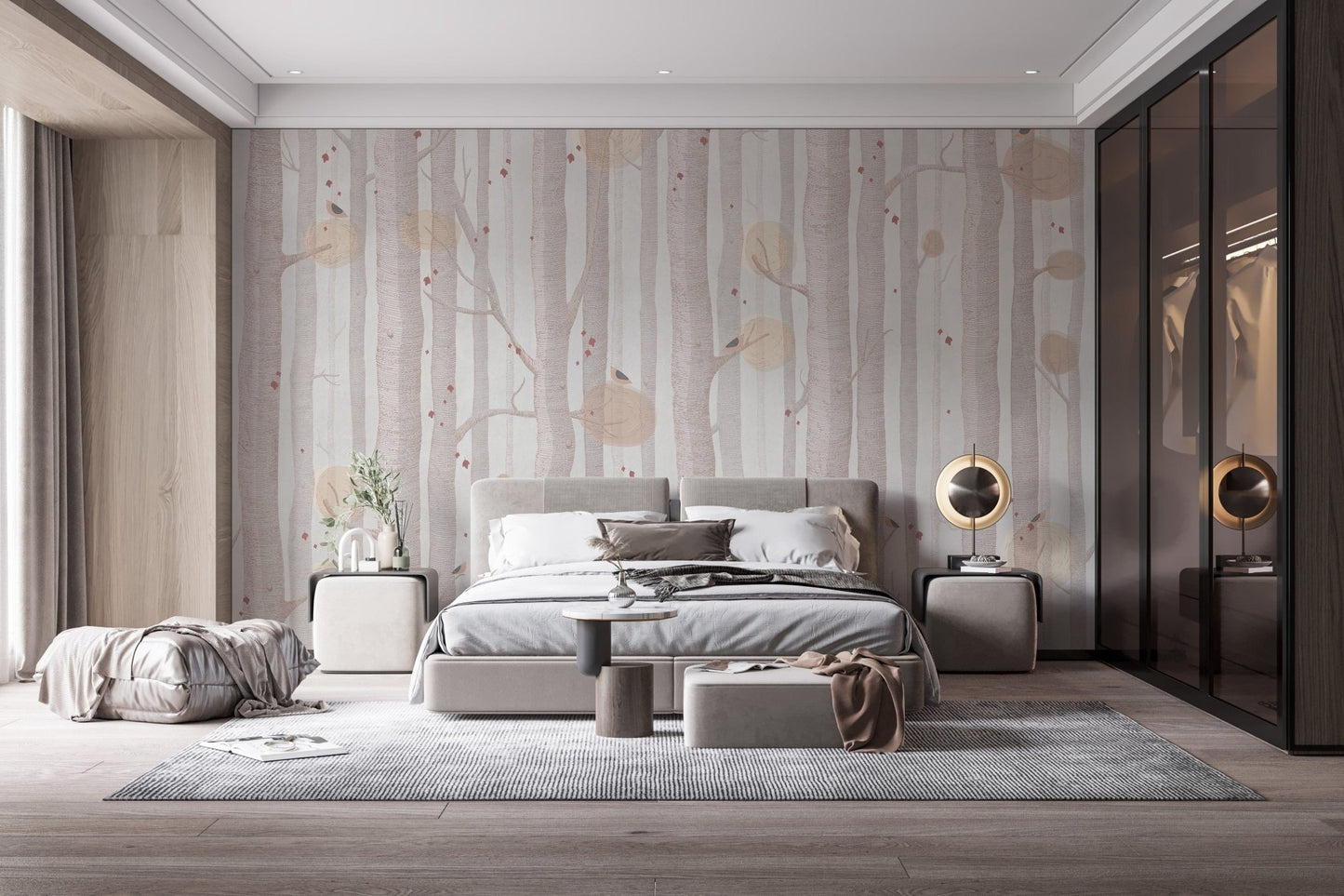 Cream Color Tree Wallpaper Mural - Giffywalls