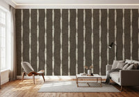 Cream Textured Distressed Stripes on Muted Brown Wallpaper⁠GD9608