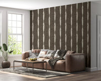 Cream Textured Distressed Stripes on Muted Brown Wallpaper⁠GD9608