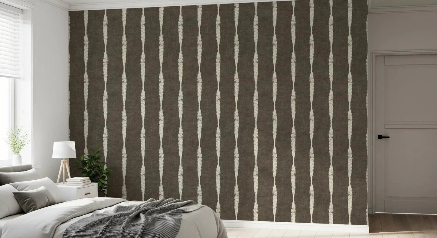 Cream Textured Distressed Stripes on Muted Brown Wallpaper⁠GD9608