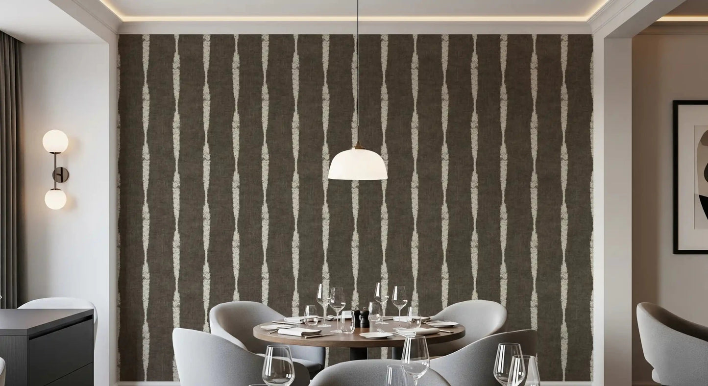 Cream Textured Distressed Stripes on Muted Brown Wallpaper⁠GD9608
