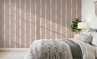 Ivory stripes drop down the bedroom with Cream Stripe Nude Pink wallpaper.GD9609