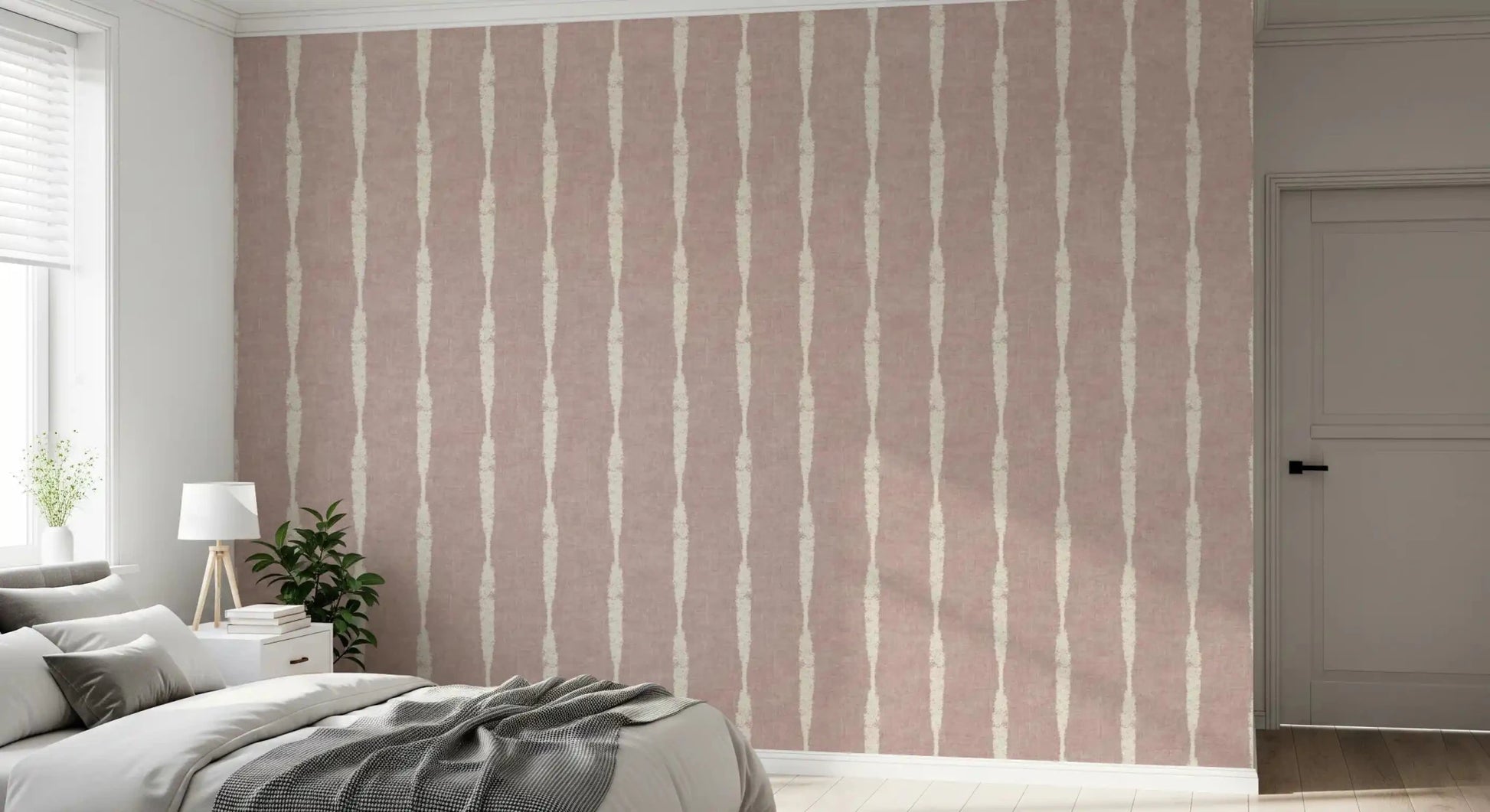 Stripe widths grow and thin freely on Cream Distressed Stripe Nude Pink wallpaper.⁠GD9609
