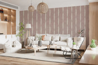 Linen grain reads visibly below the stripes on Cream Stripe Nude Pink wallpaper.GD9609