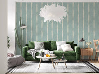 living area rests in coastal linen depth from Cream Stripe Soft Blue wallpaper.GD9610