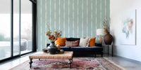 Hand-drawn edges give Cream Distressed Stripe Soft Blue wallpaper a worn personality.⁠GD9610