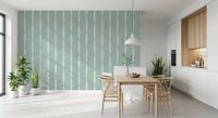 Dining room leans calm beside Cream Distressed Stripe Soft Blue wallpaper.GD9610