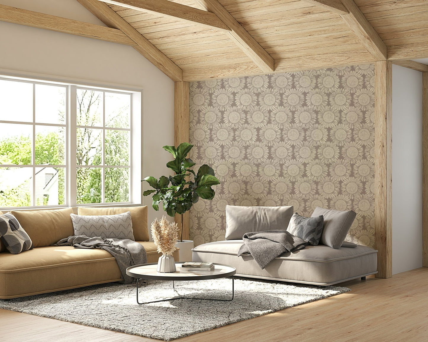 The colors are soft and creamy, with shades of beige, yellow, and off-white.
