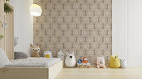A full-wall mural showing a pattern of sunflowers.
