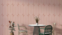 Creamy Geometric Outlined wallpaper on a living room wall

