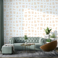 Close-up of a minimalist wavy grid pattern in a creamy tone, GD4493