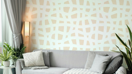 High-quality image of the creamy wavy grid wallpaper

