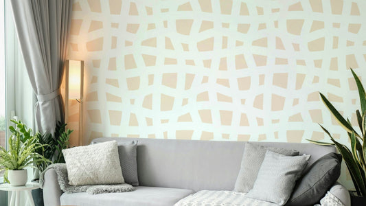 High-quality image of the creamy wavy grid wallpaper

