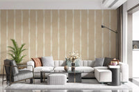 Stripe shapes never repeat exactly on Creamy White Distressed Stripe Beige wallpaper.GD9611