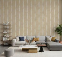 Cream brushwork meets beige linen on the living room in Creamy White Beige wallpaper.