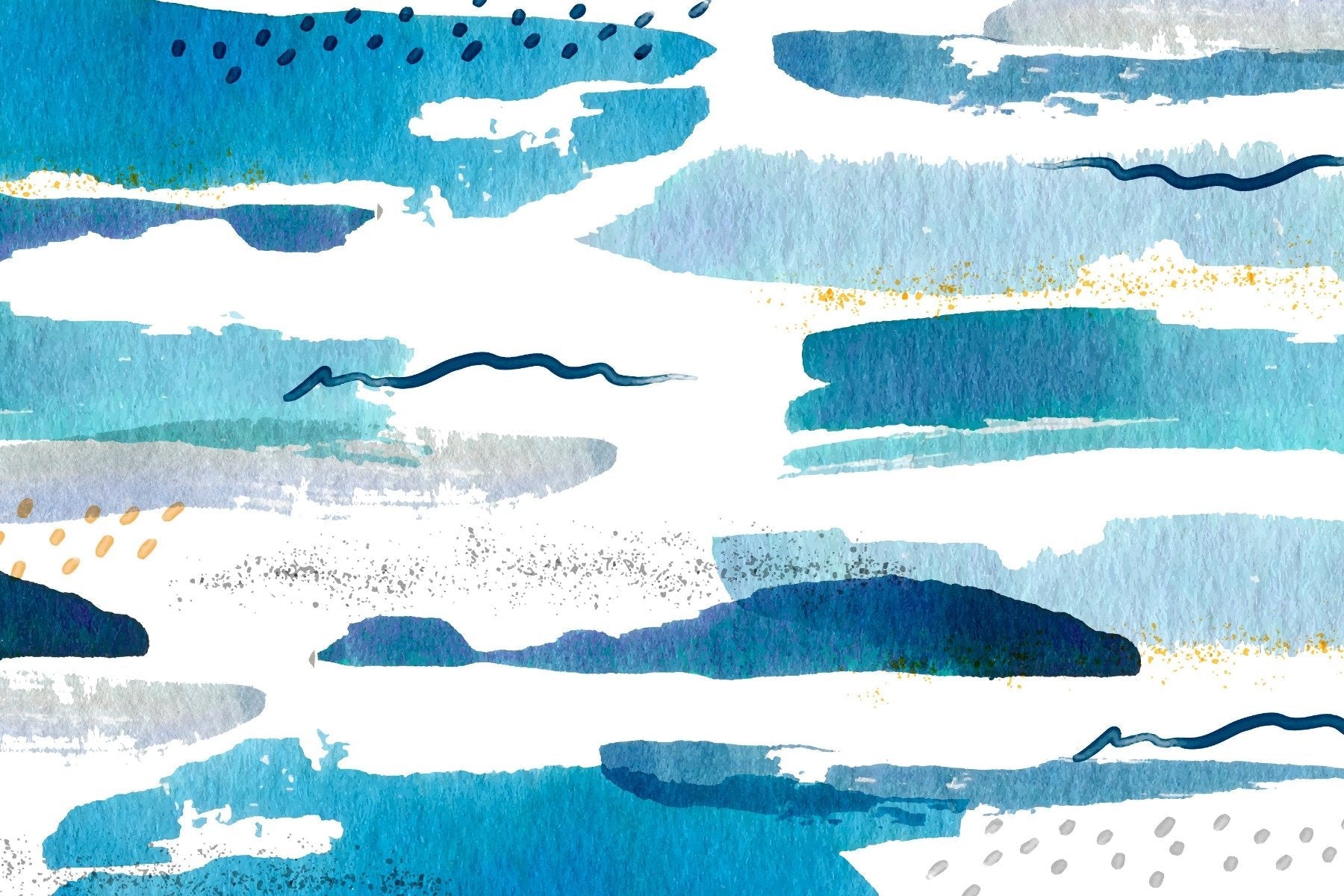 Blue Watercolor Stroke Wallpaper Murals