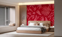 Abstract floral Wall Mural in Crimson Botanical Dance tones