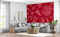 Bold abstract Wall Mural with Crimson Botanical theme