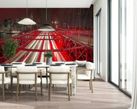 Urban landscape print of the appealing Crimson City Lights Wall Mural for walls.