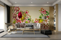 Crimson & Cream Vintage Garden Mural for Bedrooms

