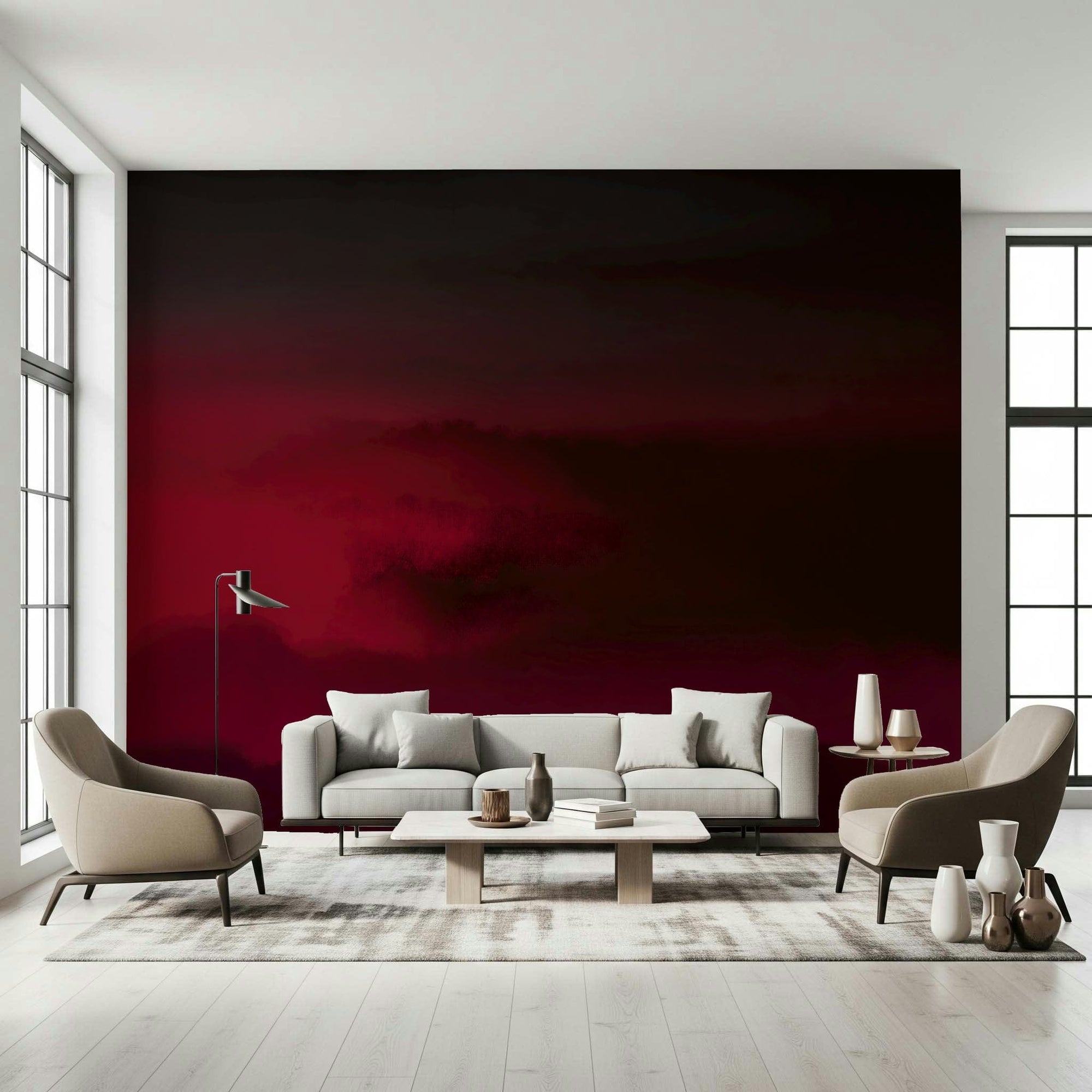 Crimson Dreams wall mural deep red cloud texture for moody bedroom, GD7038