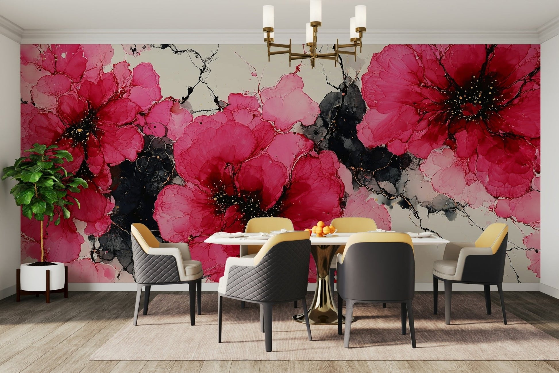 Modern flower wallpaper for living room

