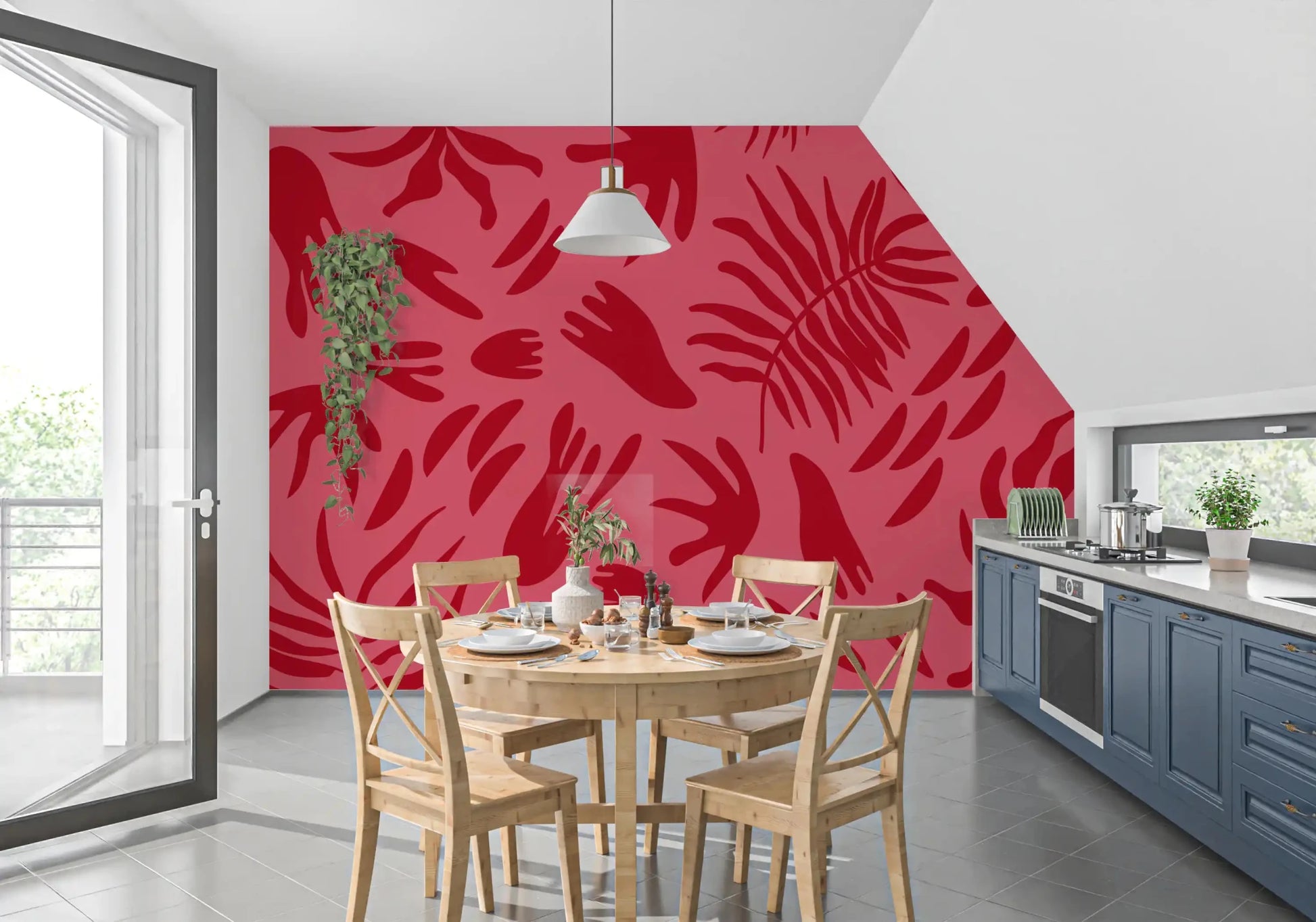 Crimson Leaf Dance Wall MuralGD9156
