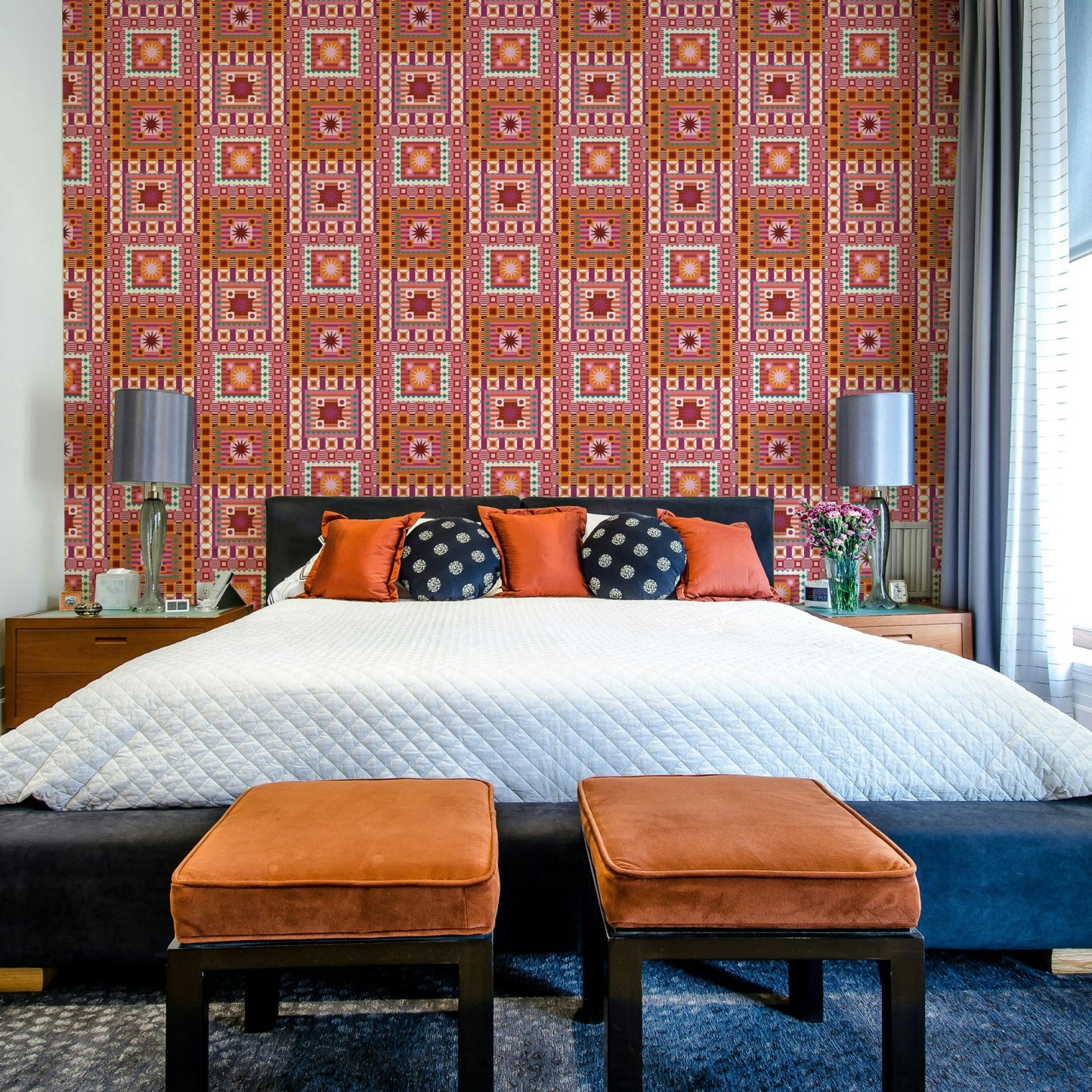 Crimson orange bright burst wall mural
 GD604
