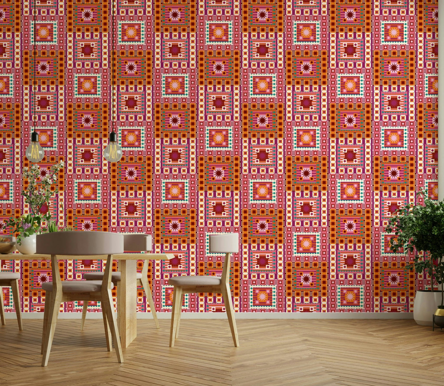 Dynamic crimson and orange wallpaper art GD604

