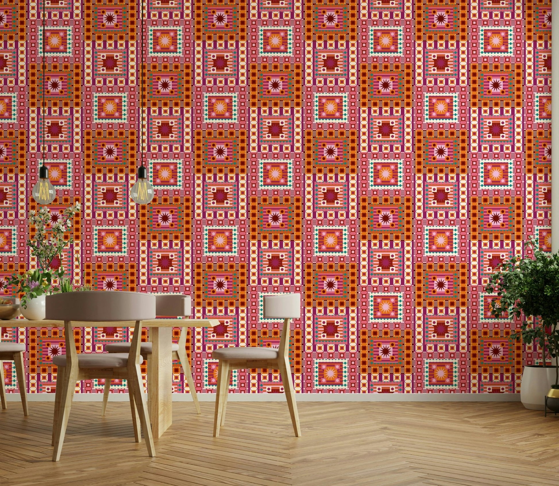 Dynamic crimson and orange wallpaper art GD604


