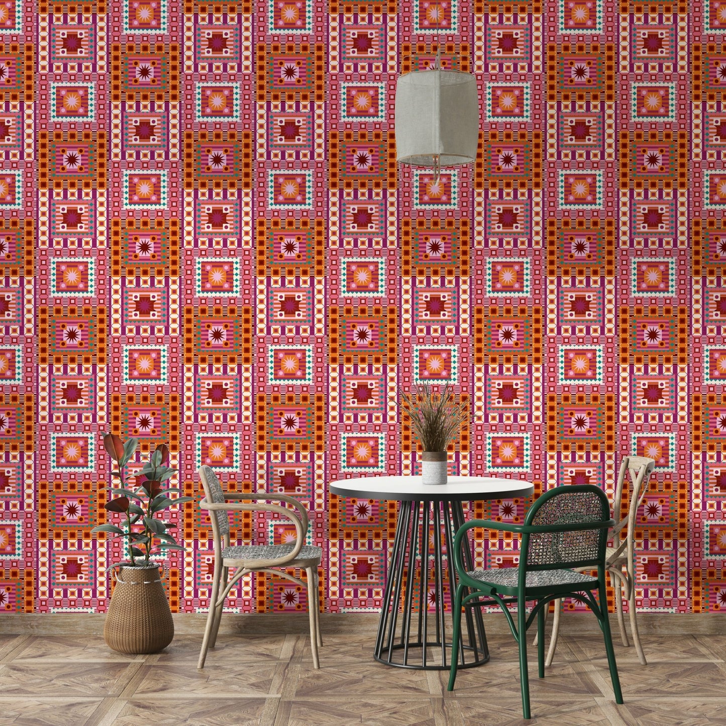 Bold crimson and orange wall pattern
 GD604

