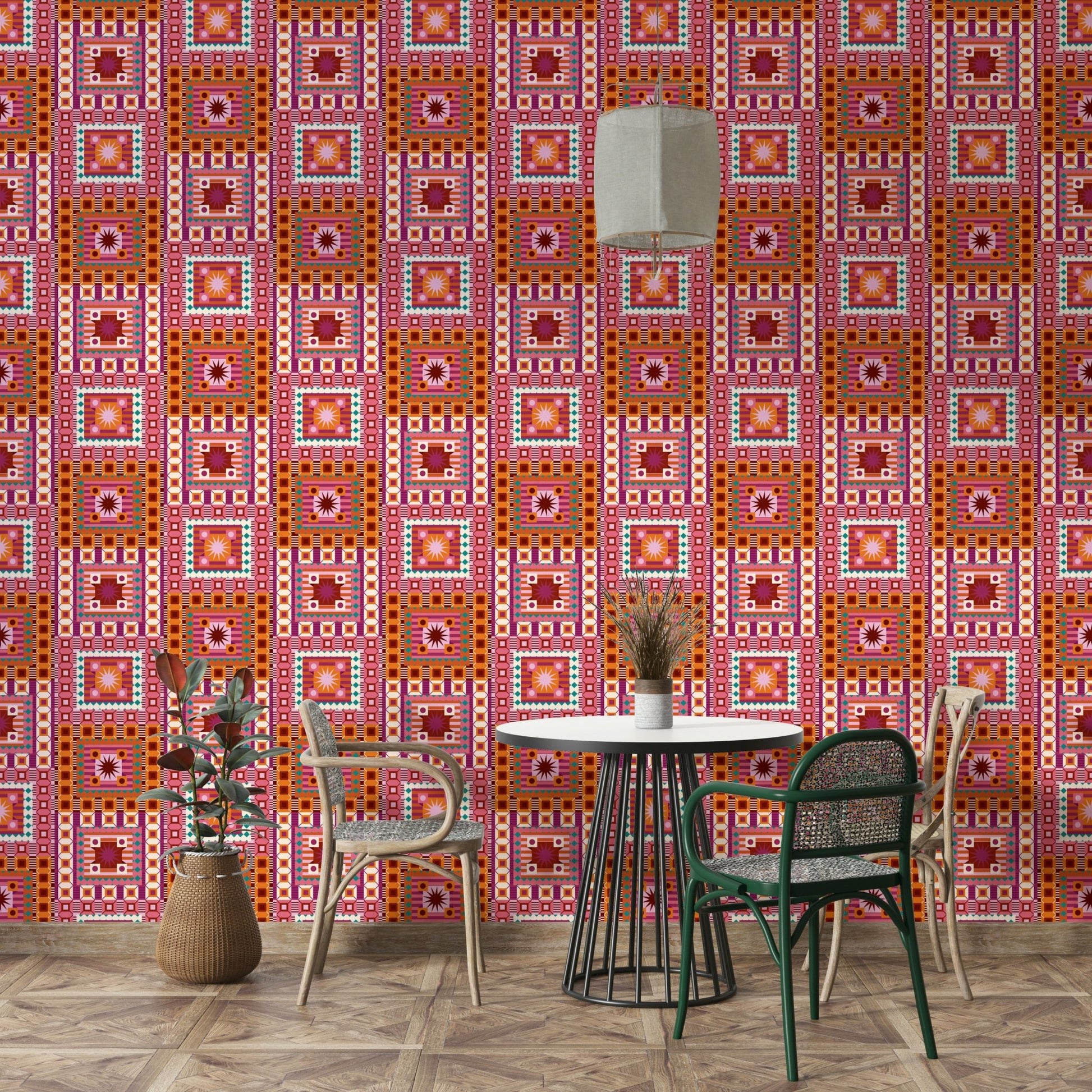 Bold crimson and orange wall pattern
 GD604
