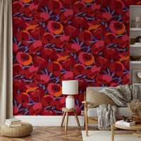 Crimson poppy bloom mural adding color to your walls, GD1871