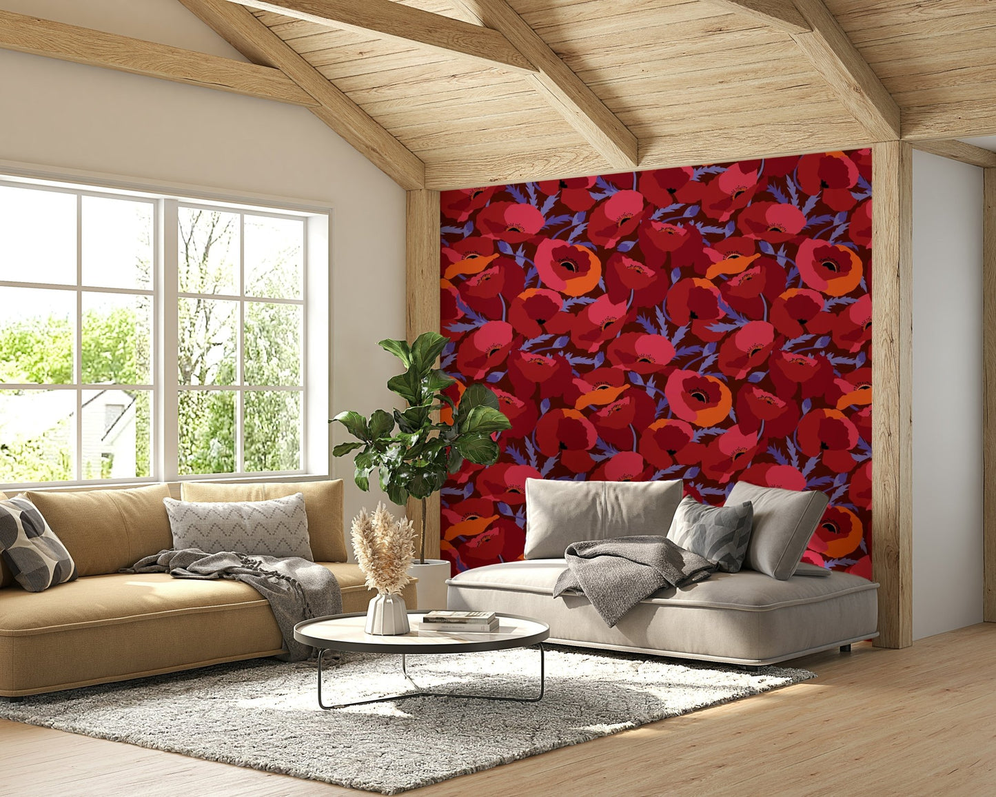 Crimson poppies wall art for a striking home makeover, GD1871