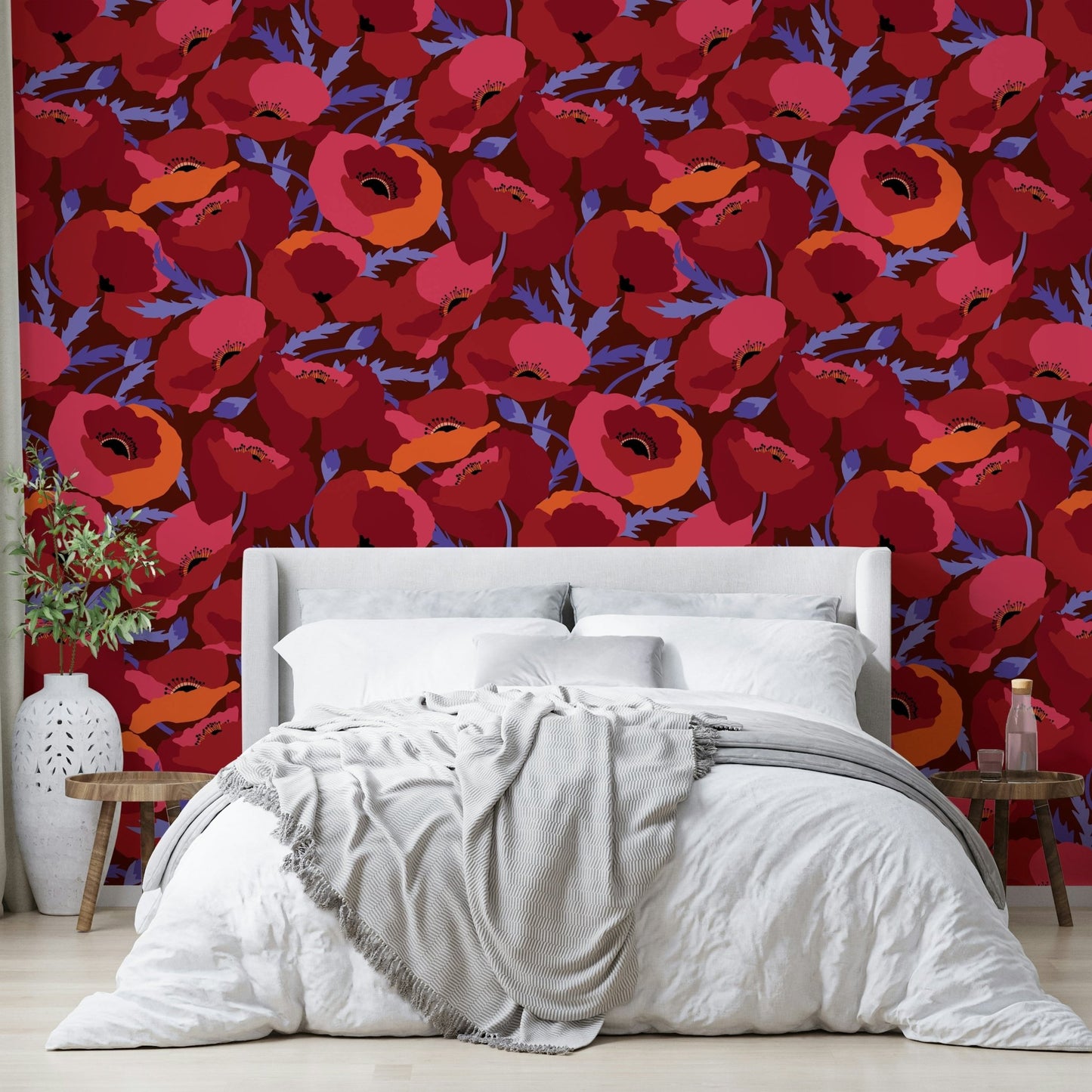 Bold crimson poppy flower mural for a chic home, GD1871