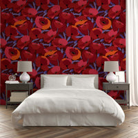 Bright crimson poppy mural perfect for living areas, GD1871