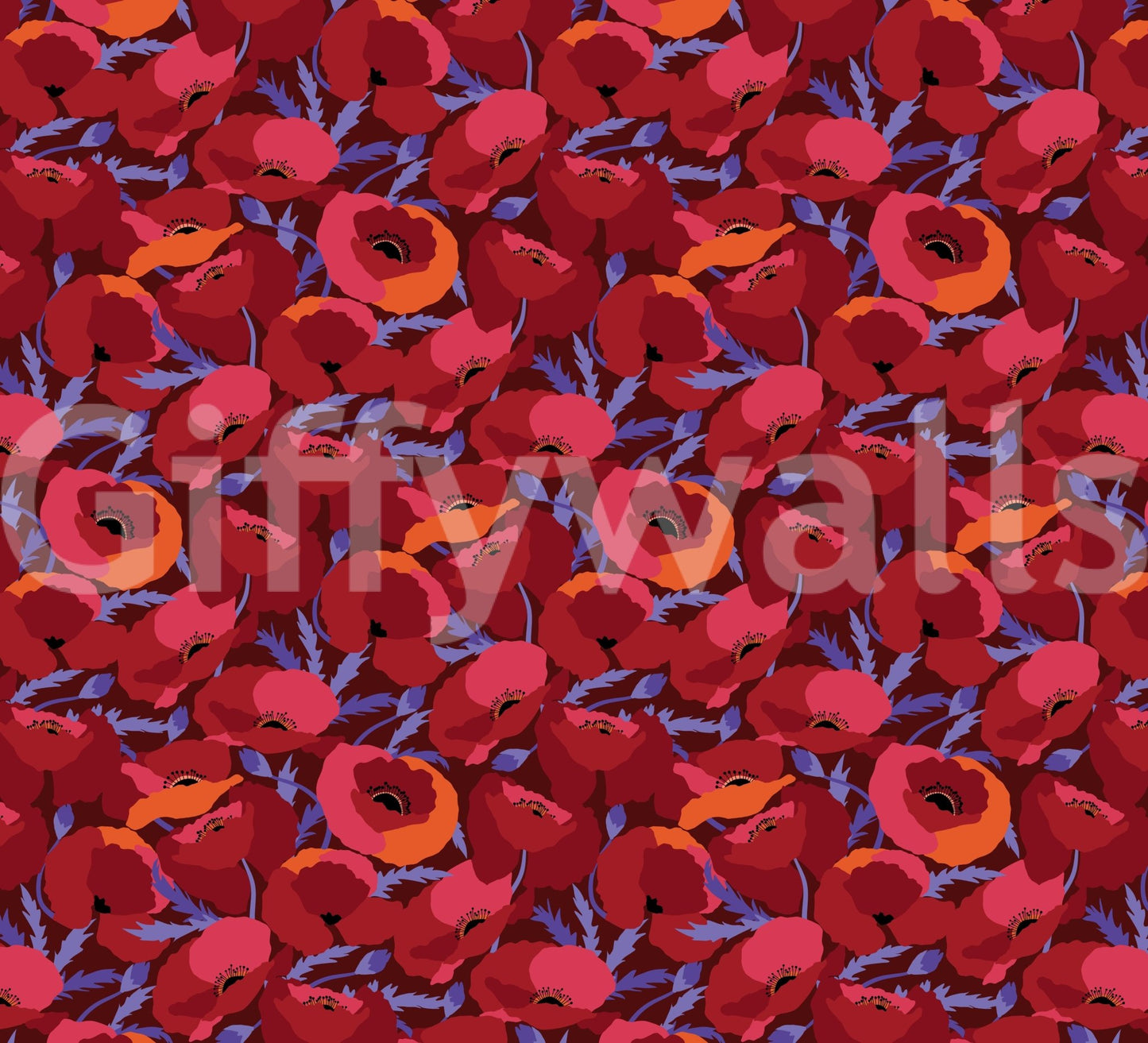 Gorgeous crimson poppies wall mural for modern decor, GD1871