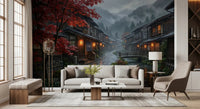 hallway backdrop softens through this Crimson Rain wall mural and its rainy stone path.
GD9528