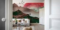 Crimson Sunset Over Misty Mountains GD111