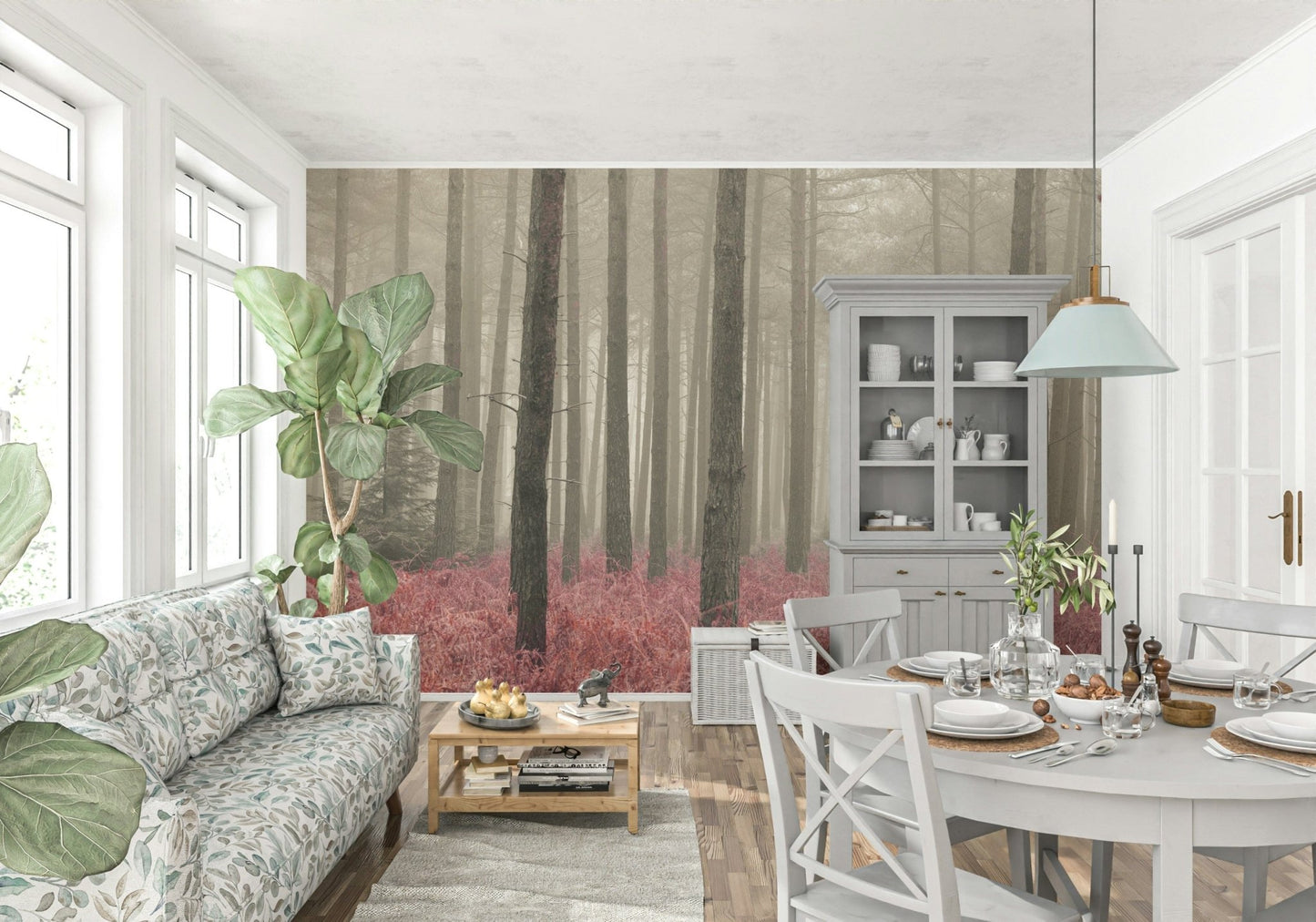Crimson Whisper Woods Wall Mural