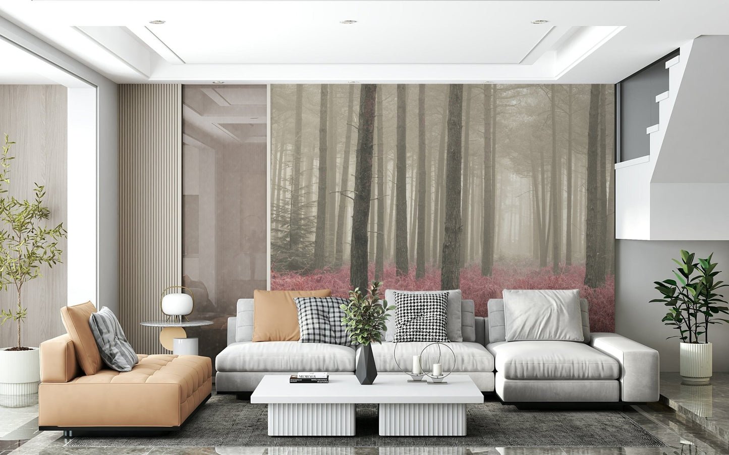 Crimson Whisper Woods Wall Mural