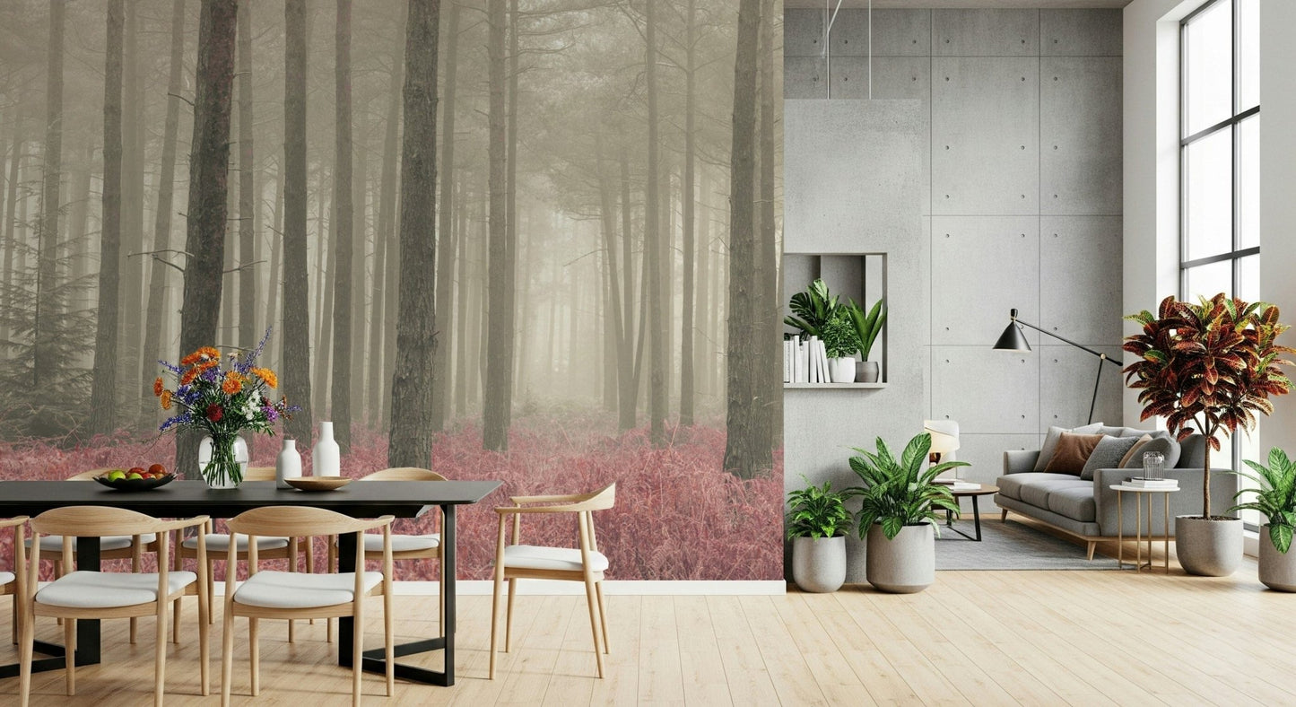 Crimson Whisper Woods Wall Mural