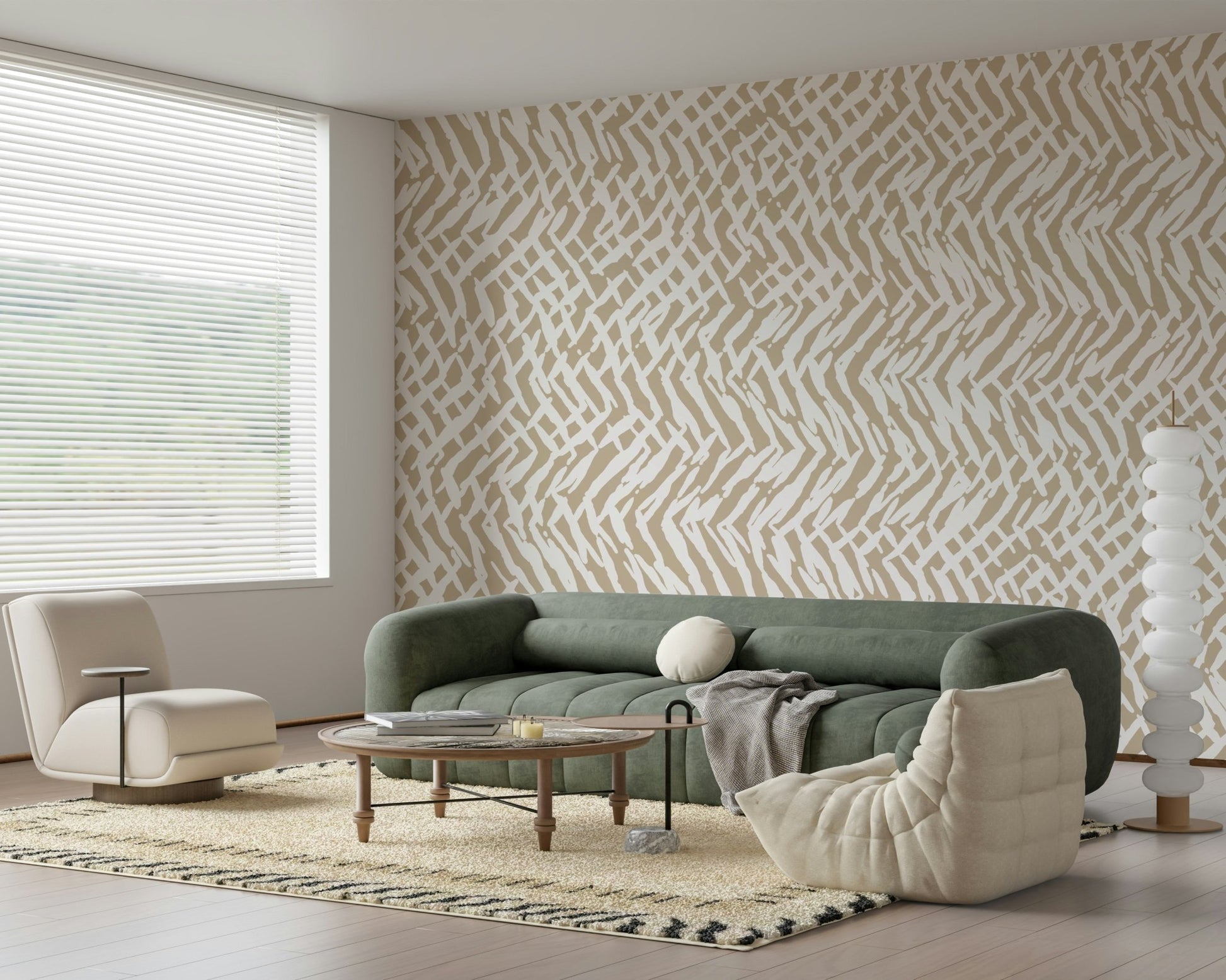 A beautiful abstract crisscross wallpaper mural for a modern home.