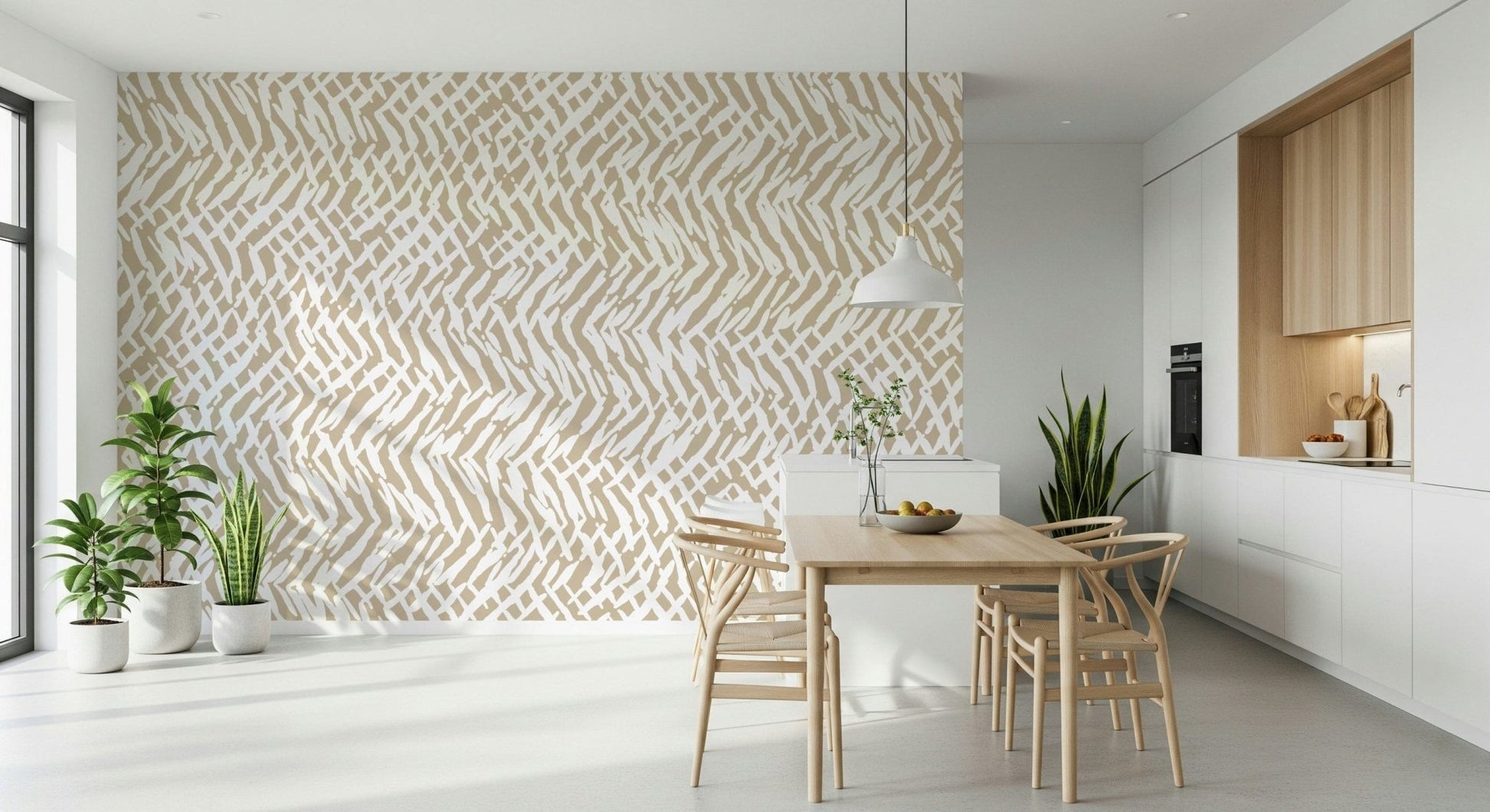 A graceful subtle pattern wall mural in cool, natural tones.