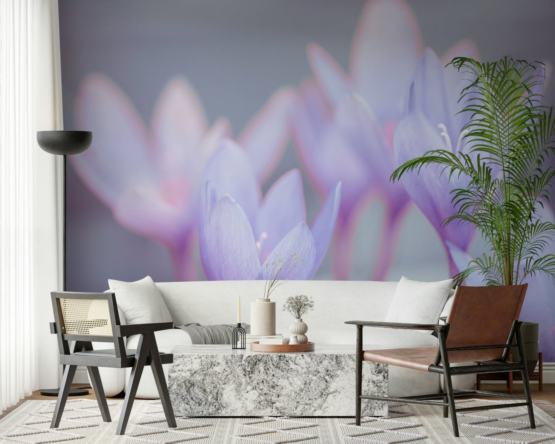 Soft focus Crocus wall mural for bedroom decor., GD7115