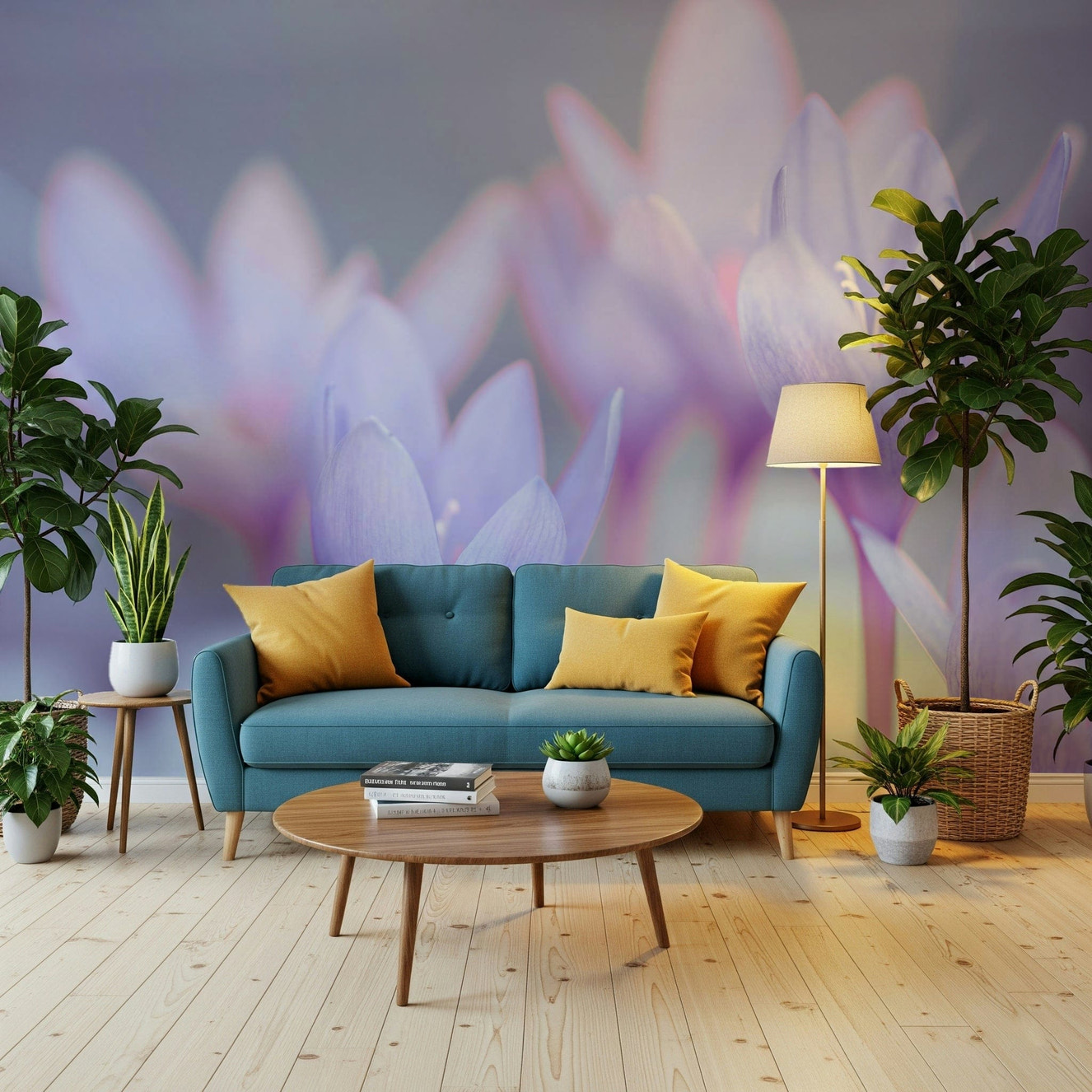 Crocus flower wallpaper for walls soft-focus light blooms.