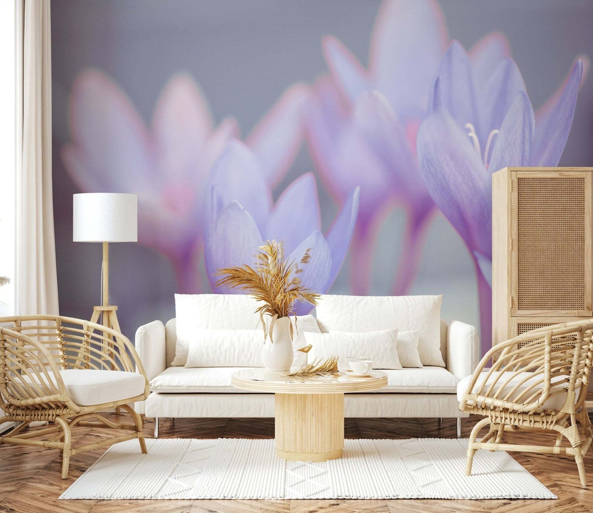 Ethereal Crocus floral wall mural background print., GD7115