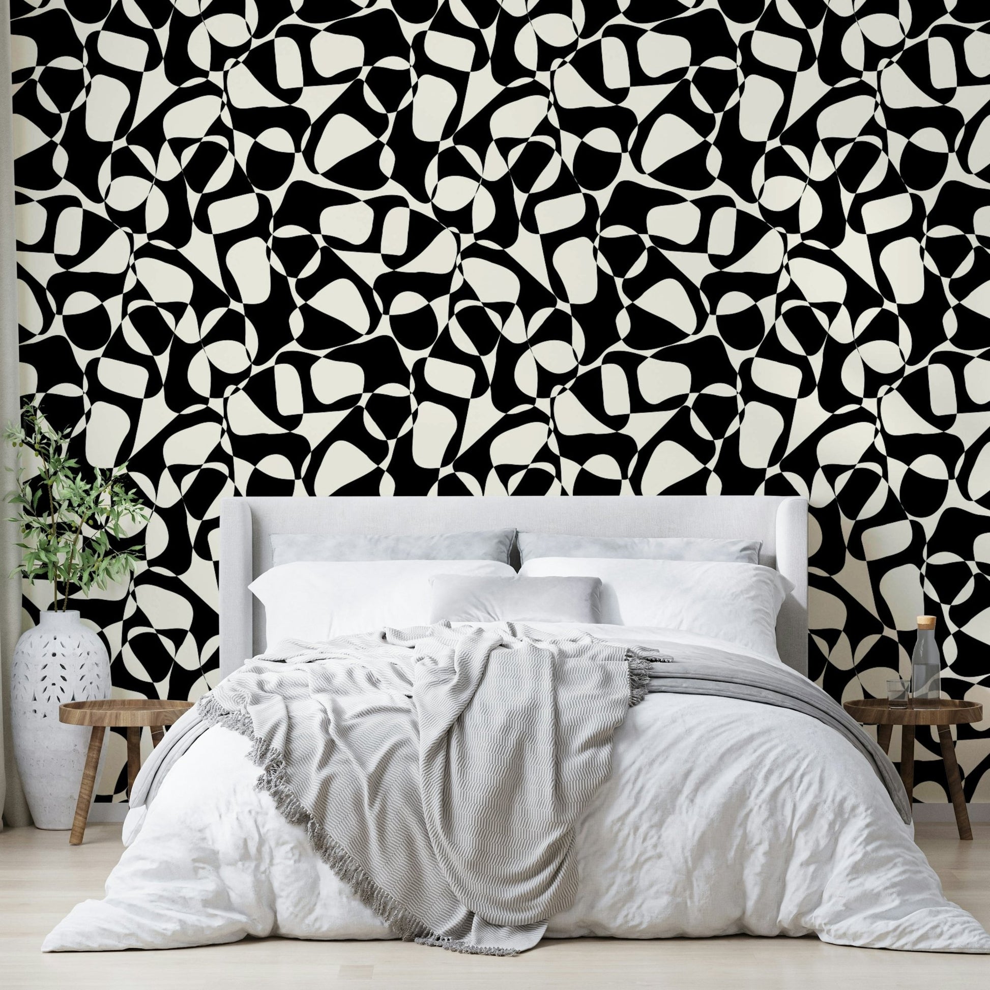 An office with a unique and bold geometric design

