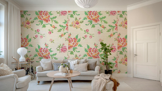 Cross-Stitch Blooms Wallpaper⁠