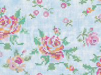 Cross-Stitch Blossoms Blue Wallpaper⁠